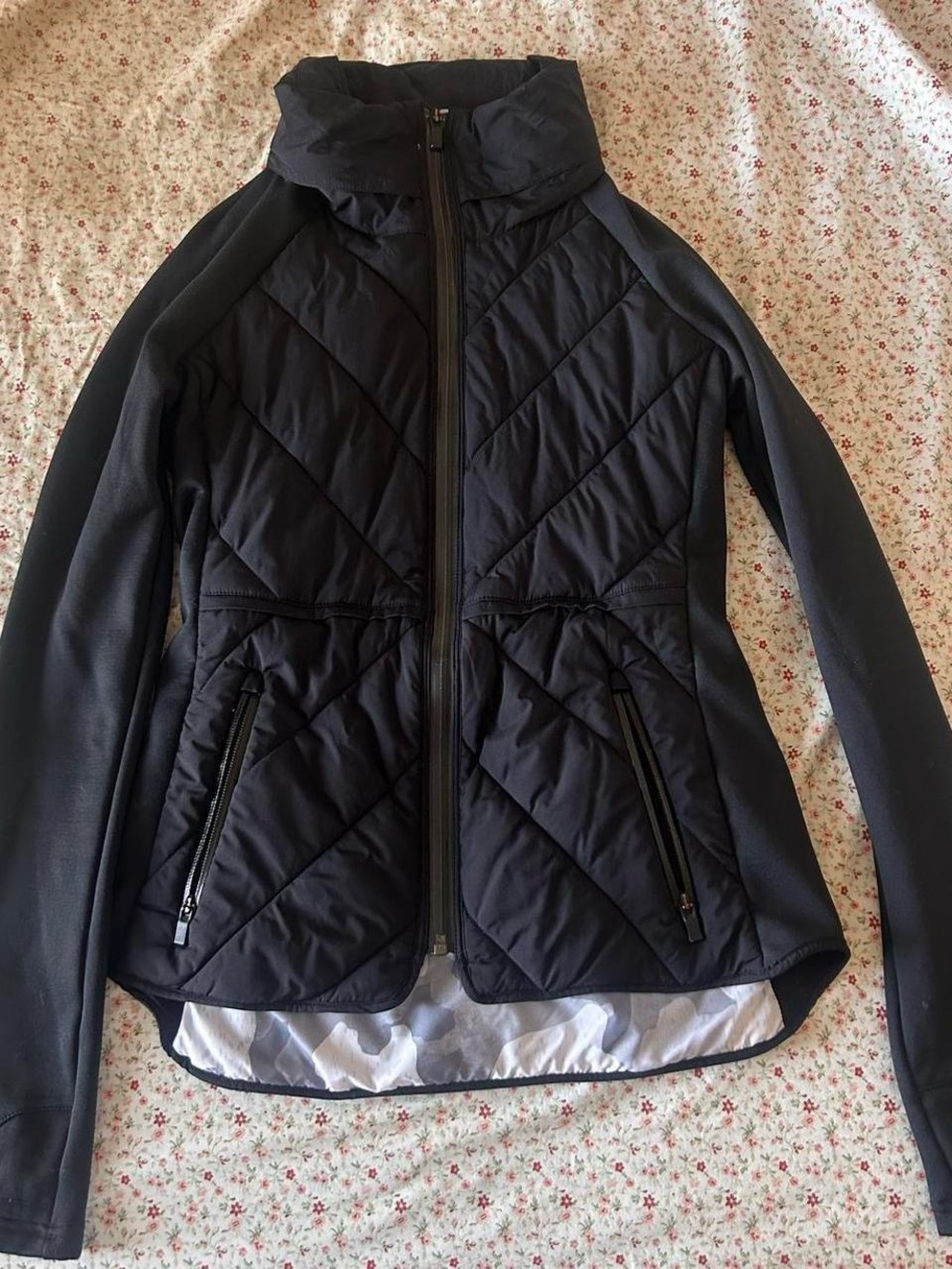 Athleta Black Quilted Performance Puffer Jacket